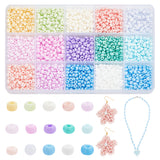 150G 15 Colors 6/0 Glass Seed Opaque Beads, Macaron Color, Round Hole, Round, Mixed Color, 4~4.5x3mm, Hole: 1~1.2mm, 10g/color