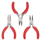 3Pcs 3 Style Carbon Steel Mini Pliers, Flat Nose Pliers, Polishing, Platinum, 75~80mm, 1pc/style