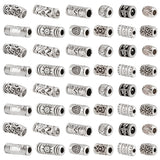 120Pcs 12 Style Tibetan Style Alloy Beads, Tube & Column & Barrel, Antique Silver, 5~23x3~9.5mm, Hole: 1~7mm, 10pcs/style