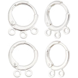 20Pcs 2 Style Brass Huggie Hoop Earring Findings, with Horizontal Loops, 925 Sterling Silver Plated, 14~14.5x11.5x1.8~2mm, Hole: 1.6mm, Pin: 0.9mm, 10Pcs/style