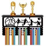 Rectangle Iron Medal Hanger Holder, with Screws & Anchor Plug & Nut & Shim Ring, Basketball, 200x400mm & 100x400x15mm