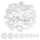 220Pcs 4 Style 304 Stainless Steel Charms, Flat Round, Stainless Steel Color, 7~16x0.8~1mm, Hole: 1~1.4mm