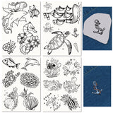 Non-Woven Water Soluble Embroidery Patterns, Wash Away Embroidery Stabilizer, Stick and Stitch Embroidery Paper, Sea Animals, Dolphin, 297x210mmm, 4pcs/set