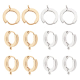 12Pcs 2 Colors 201 Stainless Steel Huggie Hoop Earrings Findings, with 316 Surgical Stainless Steel Earring Pins, Ring, Golden & Stainless Steel Color, 15.5x14x3mm, Hole: 1.6mm, Pin: 1mm, 6pcs/color