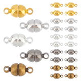 Round Brass Magnetic Clasps with Loops, Oval, Mixed Color, 11x5mm, Hole: 1mm