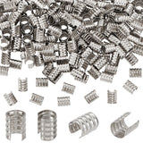 200Pcs Iron Folding Crimp Ends, Column, Platinum, 7x5mm, Inner Diameter: 4.5mm