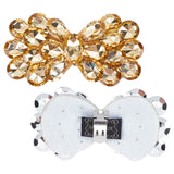 2Pcs Alloy Rhinestone Shoe Decorations, Detachable Shoe Buckle Clips, Bowknot, Light Topaz, 45x84x12.5mm