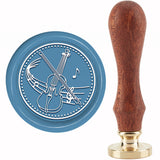 Brass Wax Seal Stamp with Handle, for DIY Scrapbooking, Musical Instruments Pattern, 89x30mm