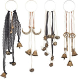 4Pcs 4 Style Iron Witch Bells Pendant Decorations, Door Chimes, Pet Training Bells, Mixed Color, 290~340mm, 1pc/style