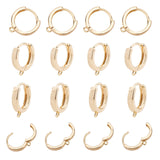 Brass Huggie Hoop Earring Findings, Real 18K Gold Plated, 16.5x14.5x3.5mm, Hole: 1.5mm, Pin: 1mm, 20pcs