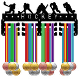 Sports Theme Iron Medal Hanger Holder Display Wall Rack, 3-Line, with Screws, Hockey, Sports, 130x290mm, Hole: 5mm