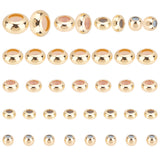 48Pcs 4 Style Brass Beads, with Silicone inside, Slider Beads, Stopper Beads, Long-Lasting Plated, Rondelle, Real 14K Gold Plated, 4~7.5x2.5~4mm, Hole: 0.8~1.4mm, 12pcs/style