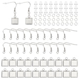 DIY Earrring Making Finding Kit, Including 304 Stainless Steel Pendant Cabochon Settings & Earring Hooks, Plastic Ear Nuts, Stainless Steel Color, 400Pcs/box