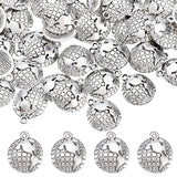 100Pcs Tibetan Style Zinc Alloy Earth Charms, Antique Silver, 12x16x3mm, Hole: 1.5mm