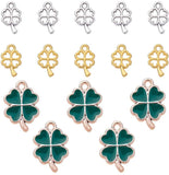Pendant Sets, with CCB Plastic Enamel Pendants and Alloy Charms, Four Leaf Clover, Mixed Color, 74x72x17mm, 90pcs/box