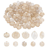 Plating Acrylic Beads, Metal Enlaced, Mixed Shapes, Clear, 100pcs/box