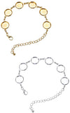 Brass Bracelet Making, Flat Round, Silver & Golden, Mixed Color, 8-1/8x1/2x1/8 inch(20.7x1.4x0.4cm)