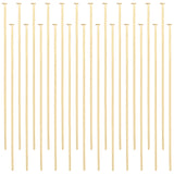 100Pcs Brass Flat Head Pins, Real 18K Gold Plated, 50x0.8mm, 20 Gauge, Head: 2mm