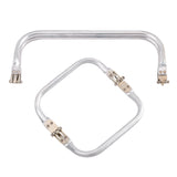 2Pcs 2 Style Aluminium Purse Handle Frame, for Bag Sewing Craft, Platinum, 7.5x15.3x2.05cm, 10x25.8x2cm