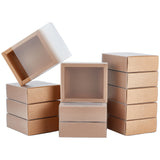 Kraft Paper Storage Gift Drawer Boxes, Translucent Plastic Cover Gift Packaging Case, Peru, 12.8x10.7x4.5cm
