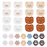 16Pcs 4 Colors Bear's Head Computerized Embroidery Cloth Iron On/Sew On Patches, with 7 Pairs 7 Colors Cat Paw Print Shape Self-Adhesive Cloth Patches, Mixed Color, 26~40x27~60x1.8~2mm