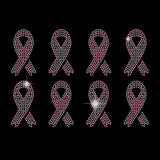 Breast Cancer Awareness Bibbon Glass Hotfix Rhinestone, Iron on Appliques, Costume Accessories, for Clothes, Bags, Pants, Hot Pink, 297x210mm