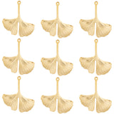 40Pcs 201 Stainless Steel Pendants, Ginkgo Leaf, Real 24K Gold Plated, 29x25.5x1.9mm, Hole: 0.8mm