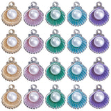 50Pcs 5 Colors Alloy Enamel Charms, with Plastic Bead, Cadmium Free & Lead Free, Shell, Mixed Color, 14.5x11.5x7mm, Hole: 1.2mm, 10pcs/color