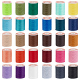 30 Rolls 30 Colors Round Waxed Polyester Cord, Taiwan Waxed Cord, Twisted Cord, Mixed Color, 1mm, about 12.02 yards(11m)/roll, 1 roll/color