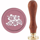 Brass Wax Seal Stamp with Handle, for DIY Scrapbooking, Flower Pattern, 3.5x1.18 inch(8.9x3cm)