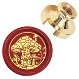 Golden Tone Wax Seal Brass Stamp Head, for Wax Seal Stamp, Mushroom, 24x14.5mm