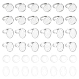 DIY Blank Dome Finger Rings Making Kit, Including 304 Stainless Steel Ring Components, Glass Cabochons, Stainless Steel Color, 48Pcs/box