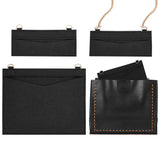 2Pcs 2 Styles Wool Felt Bag Organizer Inserts, with Alloy D-Rings, for Envolope Bag Accessories, Rectangle, Black, 9~17.8x17~21x0.2cm, Hole: 9x13~14mm, 1pc/style