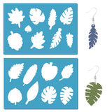 Acrylic Earring Handwork Template, Card Leather Cutting Stencils, Deep Sky Blue, Leaf Pattern, 130x90x2mm, 2pcs/set