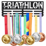 Sports Theme Iron Medal Hanger Holder Display Wall Rack, with Screws, Triathlon Pattern, 150x400mm