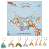 8Pcs 8 Style Rainbow & Cloud & Heart Enamel Dangle Leverback Earrings for Women, Golden, Mixed Color, 26.5~38mm, Pin: 0.8mm, 1pc/style