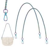 2Pcs Zinc Alloy Wheat Chain Bag Handles, Alloy Swivel Clasp Bag Strap, Rainbow Color, 60.2cm, Link: 9x6x2mm
