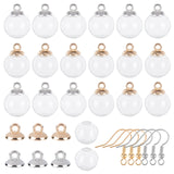DIY Dangle Earring Making Kits, Including Round Glass Globe Beads, Plastic Bead Cap Pendant Bails, Brass Earring Hooks, Platinum & Golden, Globe Beads: 18mm, Hole: 3mm, 40pcs/box