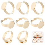 20Pcs Adjustable 304 Stainless Steel Finger Rings Components, Pad Ring Base Findings, Flat Round, Golden, US Size 6 1/2(16.9mm), Tray: 12mm