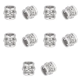 10Pcs 304 Stainless Steel Beads, Hollow, Column with Skull, Large Hole Beads, Stainless Steel Color, 13x14mm, Hole: 9mm