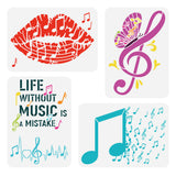 4Pcs 4 Styles PET Hollow Out Drawing Painting Stencils, for DIY Scrapbook, Photo Album, Musical Note, 297x210mm, 1pc/style