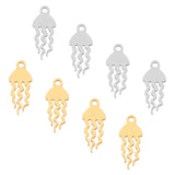 201 Stainless Steel Pendants, Jellyfish, Golden & Stainless Steel Color, 17x7x1mm, Hole: 1.5mm, 2 colors, 10pcs/color, 20pcs/box