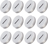 12Pcs Tinplate Coin Slot Bank Lids, Mason Jar Lid, Silver, 72x14mm, Hole: 35x4mm, Inner Diameter: 68mm