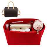 Felt Purse Organizer Insert, Tote Shaper Premium Felt Bag Accessories, with Iron Zippers, Rectangle, Red, 27.5x15x14cm