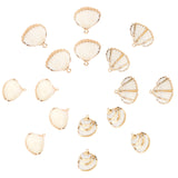 Electroplate Sea Shell Pendants, with Light Gold Plated Iron Findings, Seashell Color, 16pcs/box