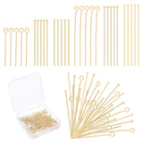 180Pcs 6 Style Brass Flat Head Pins, Long-Lasting Plated, Real 18K Gold Plated, 30~45x0.7mm, 30pcs/style