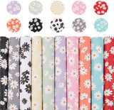 PU Leather Fabric Sheet, Self-adhesive Fabric, Rectangle, Daisy Pattern, Mixed Color, 30x20x0.1cm, 10colors, 1sheet/color, 10sheets/set