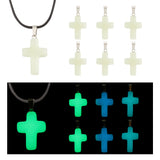 12Pcs 3 Effects Synthetic Luminous Stone Pendants, Religion Cross Charm, with Platinum Tone Alloy Findings, Light Goldenrod Yellow, 28~29x17.5~18x5.5~6.5mm, Hole: 3.5x7mm, 4pcs/effect