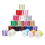 Macrame Rattail Chinese Knot Making Cords, Round Nylon Braided String Threads, Satin Cord, Mixed Color, 2mm, about 10m/roll, 20 colors, 1roll/color, 20rolls/set