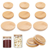 12Pcs 3 Style Bamboo Bottle Caps, Reusable Sealer Covers, with Silicone Ring, Flat Round, Light Khaki, 67.5~98x20mm, Inner Diameter: 55~85.5mm, 4pcs/style